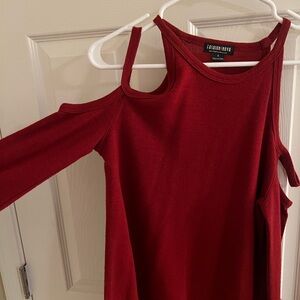 Fashion Nova Burgundy Cold Shoulder Top
